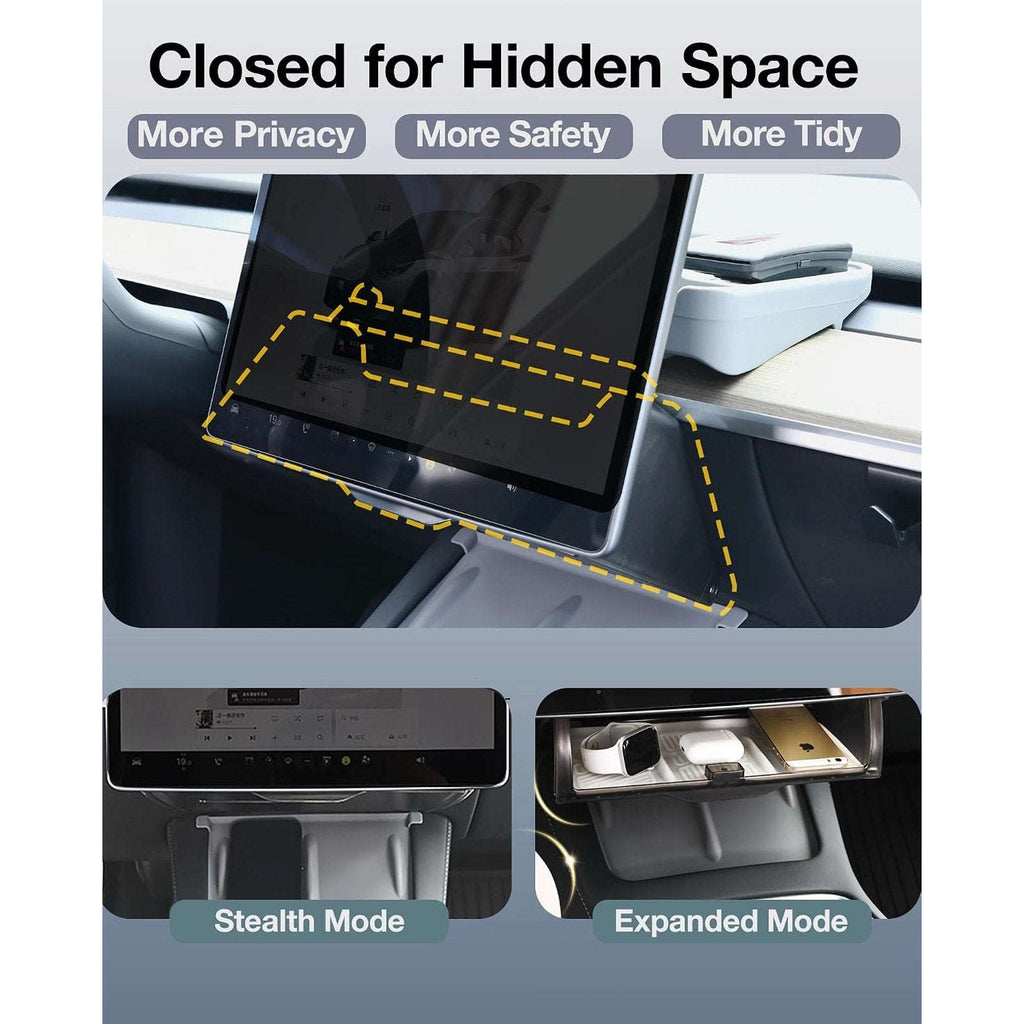 Hidden Under Screen Storage Organizer Tesla Y/3 Model Y Juniper Model 3 Highland