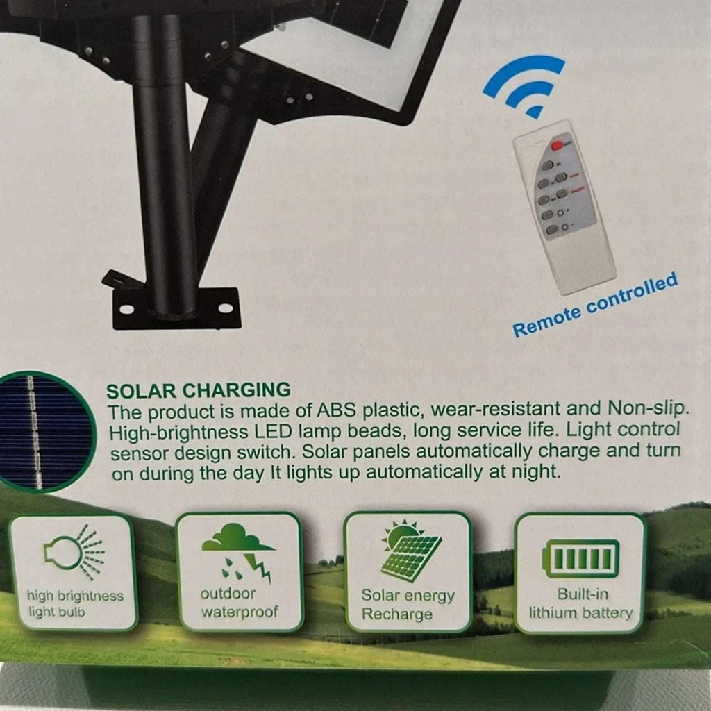 Outdoor Solar LED Street Flood Light Dusk To Dawn Remote Controlled & Waterproof