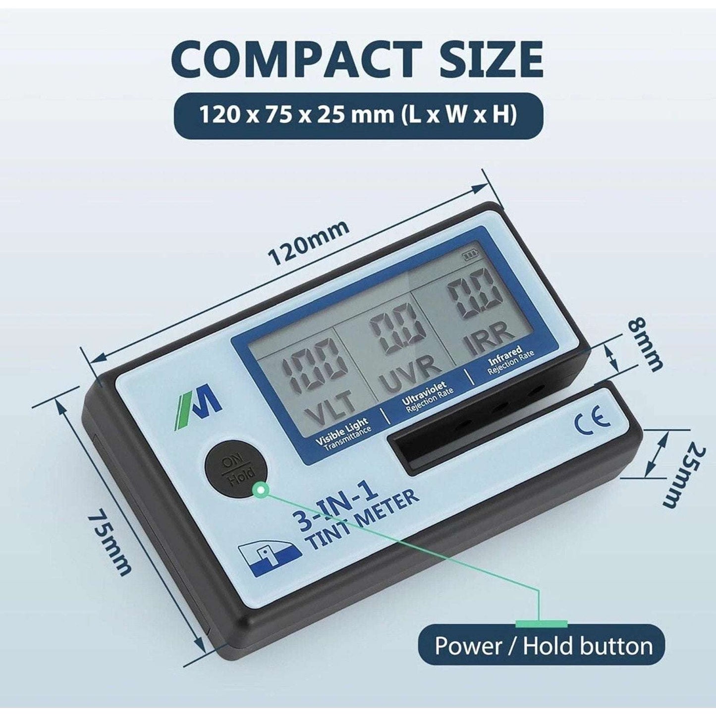 Mxmoonfree Digital Window 3-in-1 Tint Meter Solar Film Transmission Meter LS162