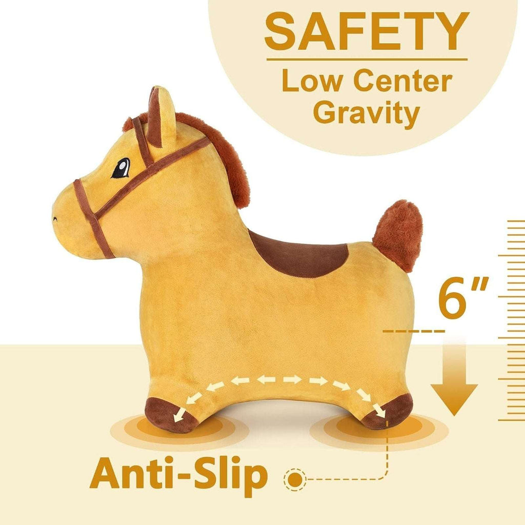 iPlay, iLearn Bouncy Pals Hopping Horse, Toddler Inflatable Plush Ride-On Toy