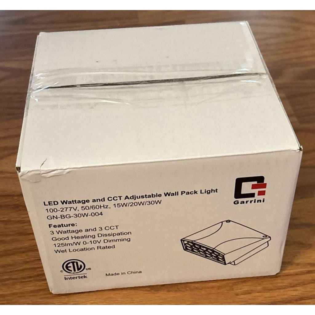 Garrini 30W Dusk to Dawn LED Wall Pack Security Light w/ Adjustable CCT & Power