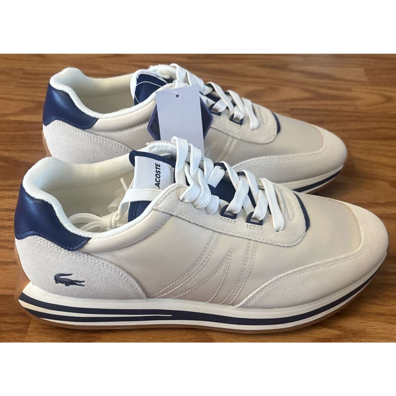 Lacoste L-Spin 223 1 SMA 746SMA0005 Off-White Navy Streetwear Mens Sneakers 11.5