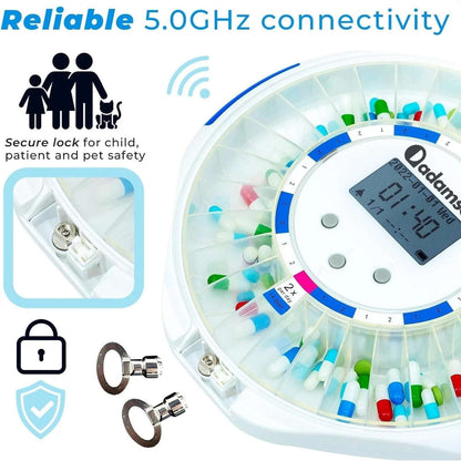 Adamson TimelyMed Smart Pill Dispenser Machine w/ Alarm, WiFi App, Lock (NEW)