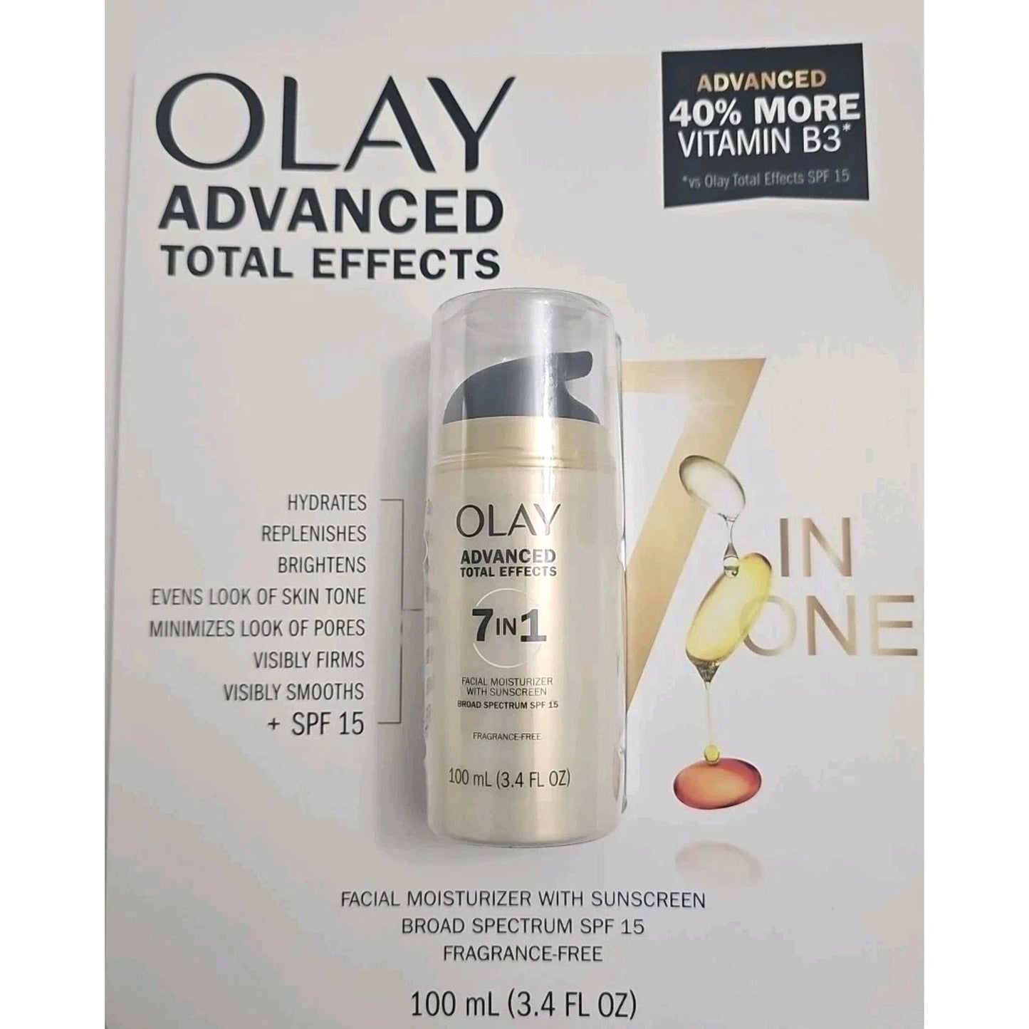 Olay Advanced Total Effects Facial Moisturizer + SPF15 - New/Sealed 3.4 fl oz