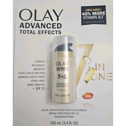 Olay Advanced Total Effects Facial Moisturizer + SPF15 - New/Sealed 3.4 fl oz