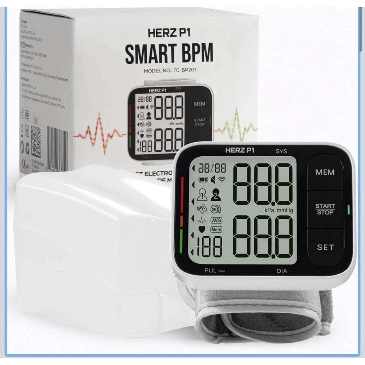 HERZ P1 Smart BPM Wireless Wrist Blood Pressure Monitor LCD, Dual User FC-BP201
