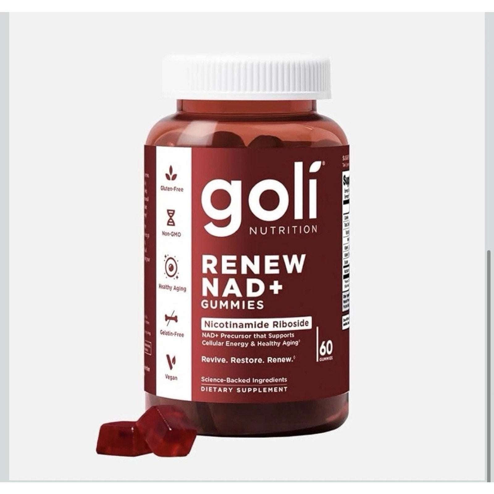 Goli Renew NAD+ 60 Count Gummies Exp 07/2027 Healthy Aging