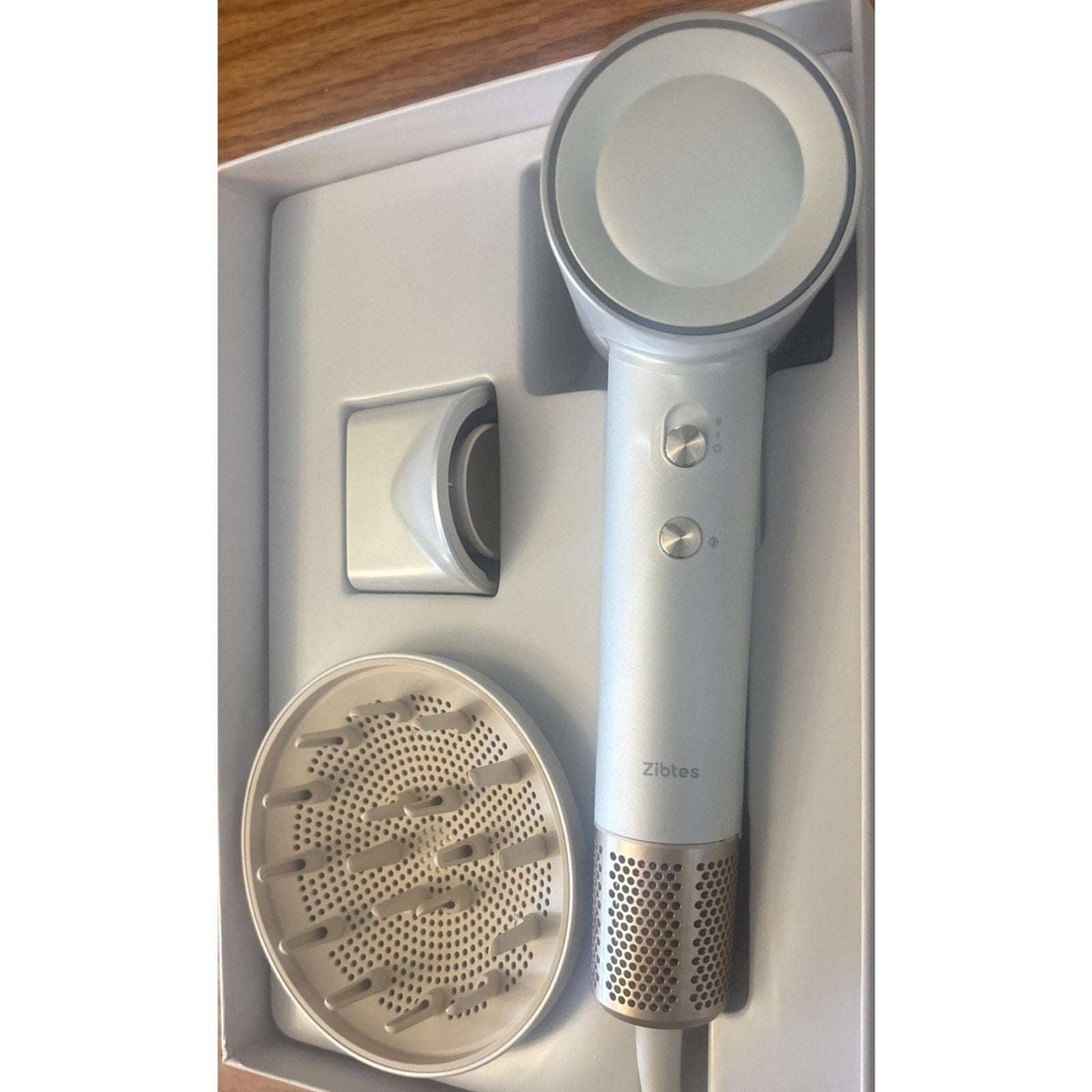 Zibtes High-Speed Hair Dryer with Magnetic Diffuser & Concentrator White/Gold