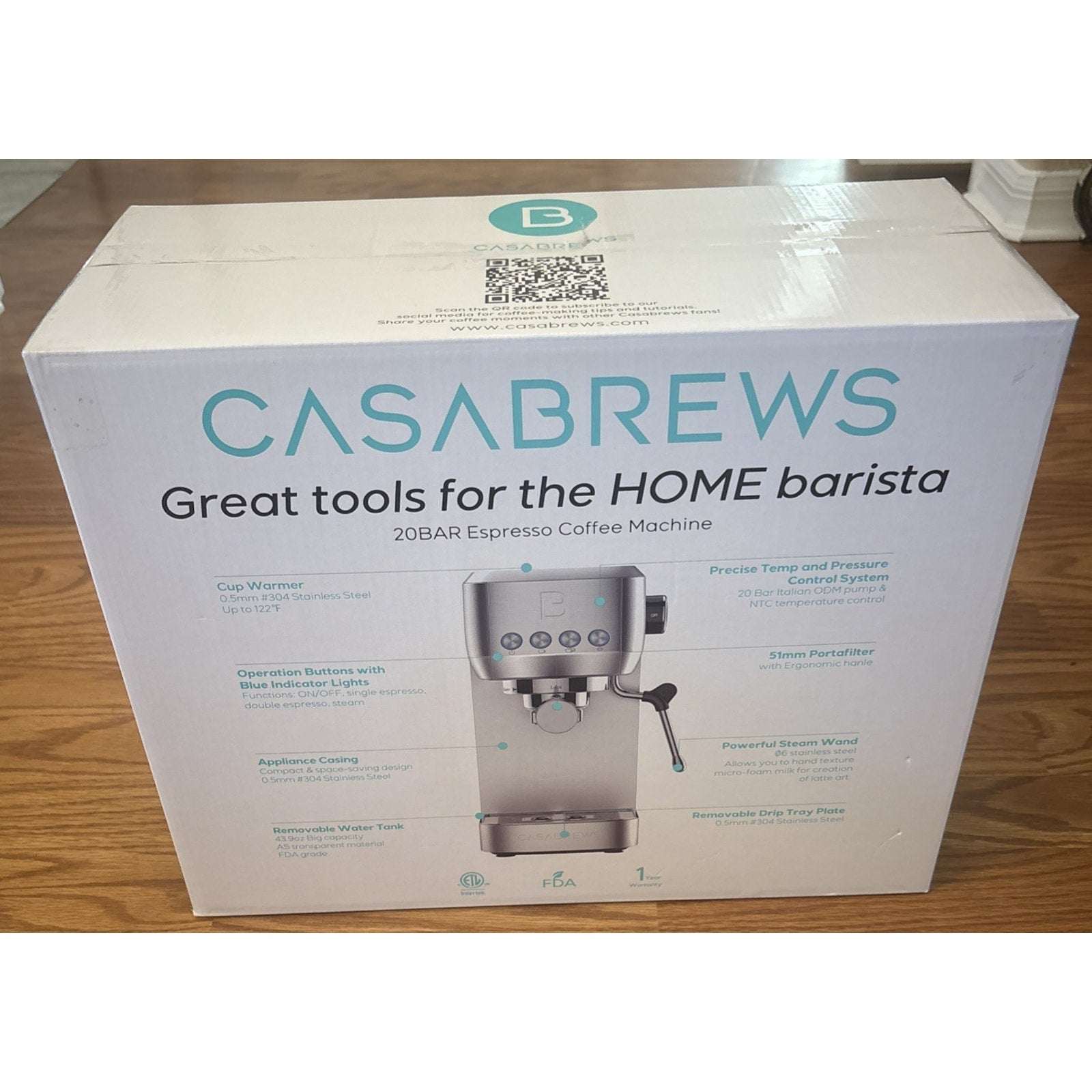 CASABREWS 3700 Essential Espresso Machine 20 Bar Stainless Steel w Steam Frother