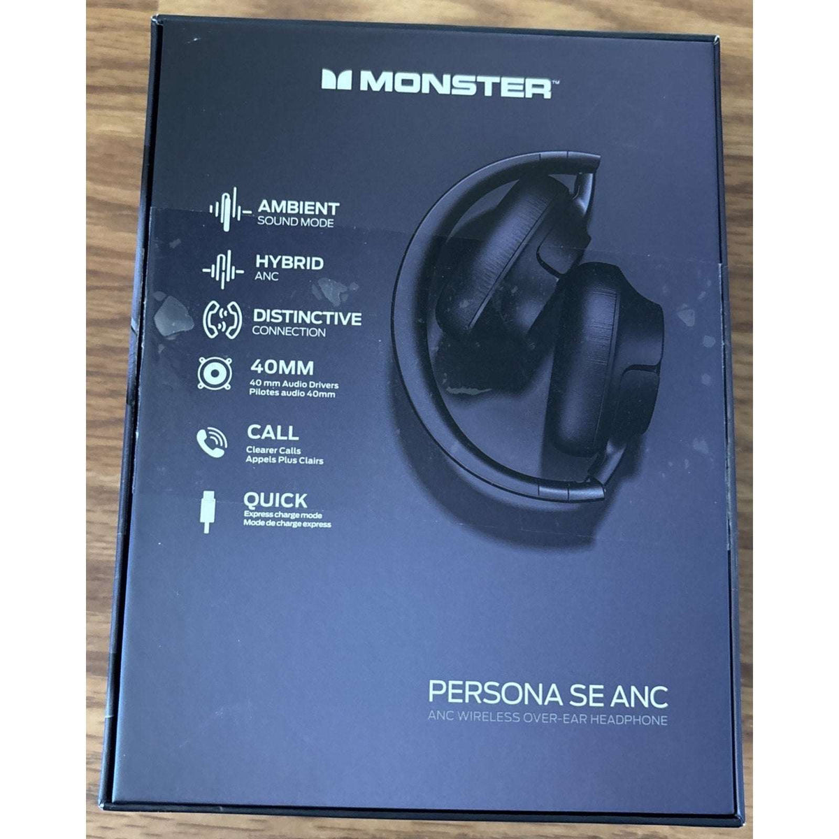 Monster Persona SE ANC Over Ear Bluetooth Headphones Wireless HiFi Bass Mic 60H