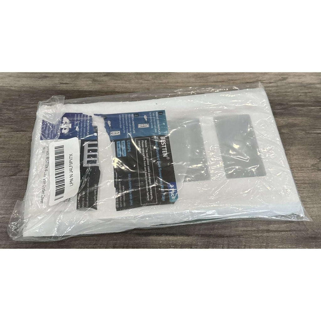 2 PACK Bestten 4 Gang Standard Screwless Light Switch Wall Plate USWP6 White