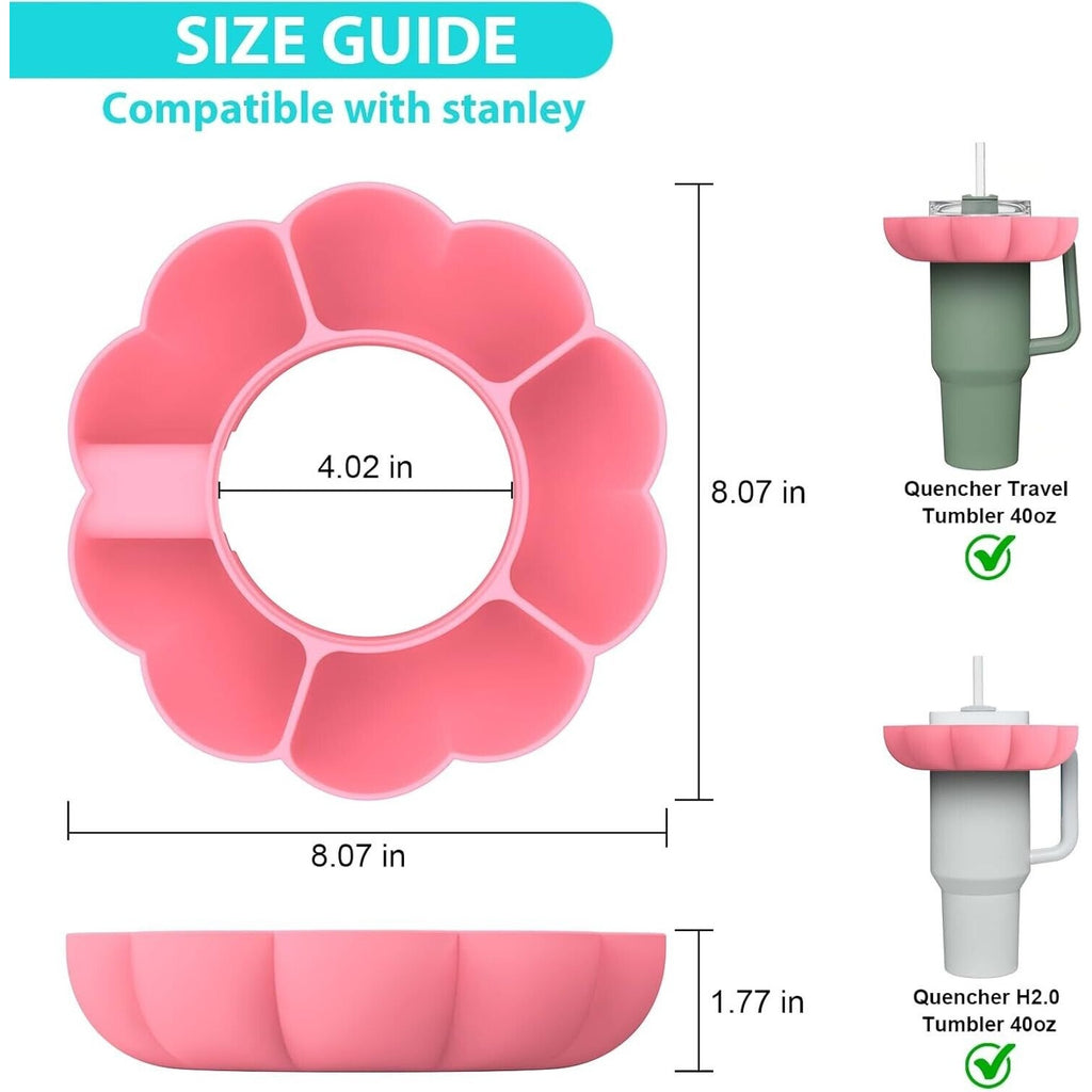 Snack Tray for 40oz Stanley Quencher Tumbler Cup Snack Bowl Holder Ring - Pink