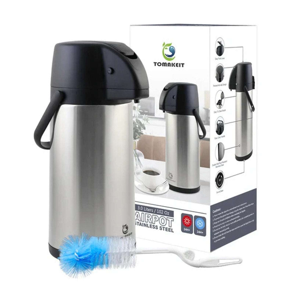 3L (102 Oz) Airpot Beverage Dispenser Insulated Coffee Carafe w/ Swivel Base