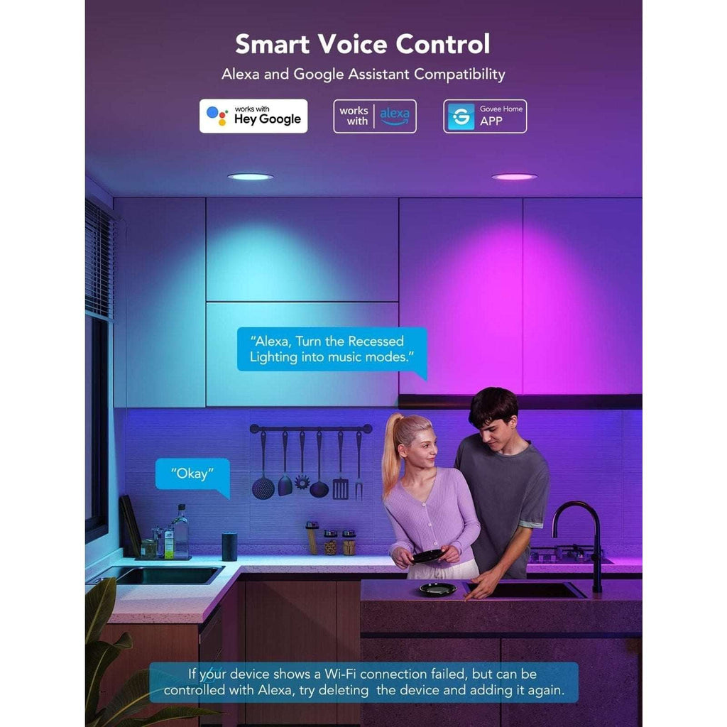 Govee H601A RGBWW 4-Pack Smart Recessed Downlights WiFi App Alexa Google Home