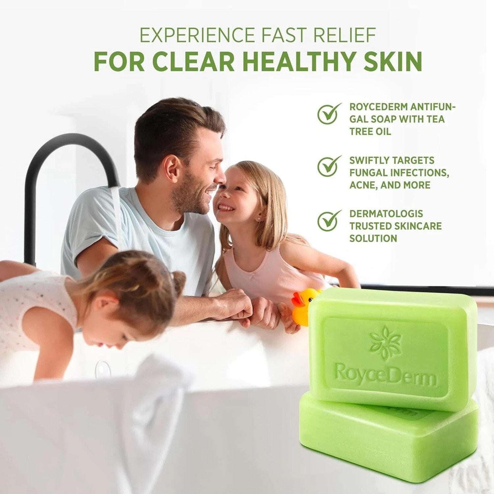 Roycederm Antifungal Antibacterial Treatment Tea Tree Soap 2 x 4.1 oz Soap Bars