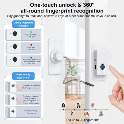 Fingerprint Fridge Lock - Child & Pet Proof Security for Drawers Balcony Doors