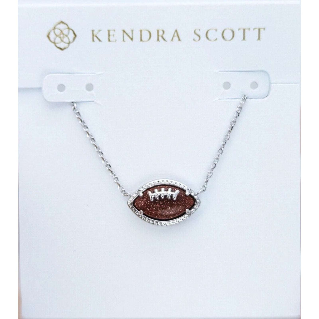 KENDRA SCOTT Elise Football Pendant Short Silver Necklace NEW in Box w/ Dust Bag