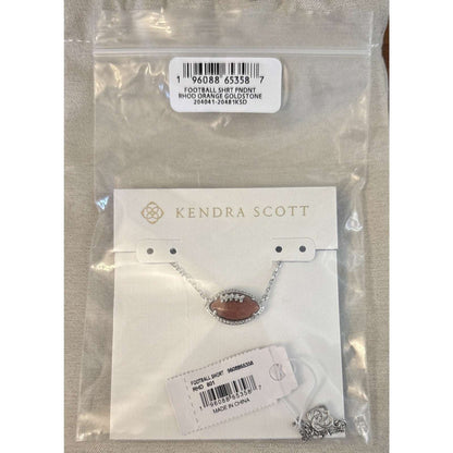 Kendra Scott Football Short Pendant Silver Rhodium Necklace - Orange Goldstone