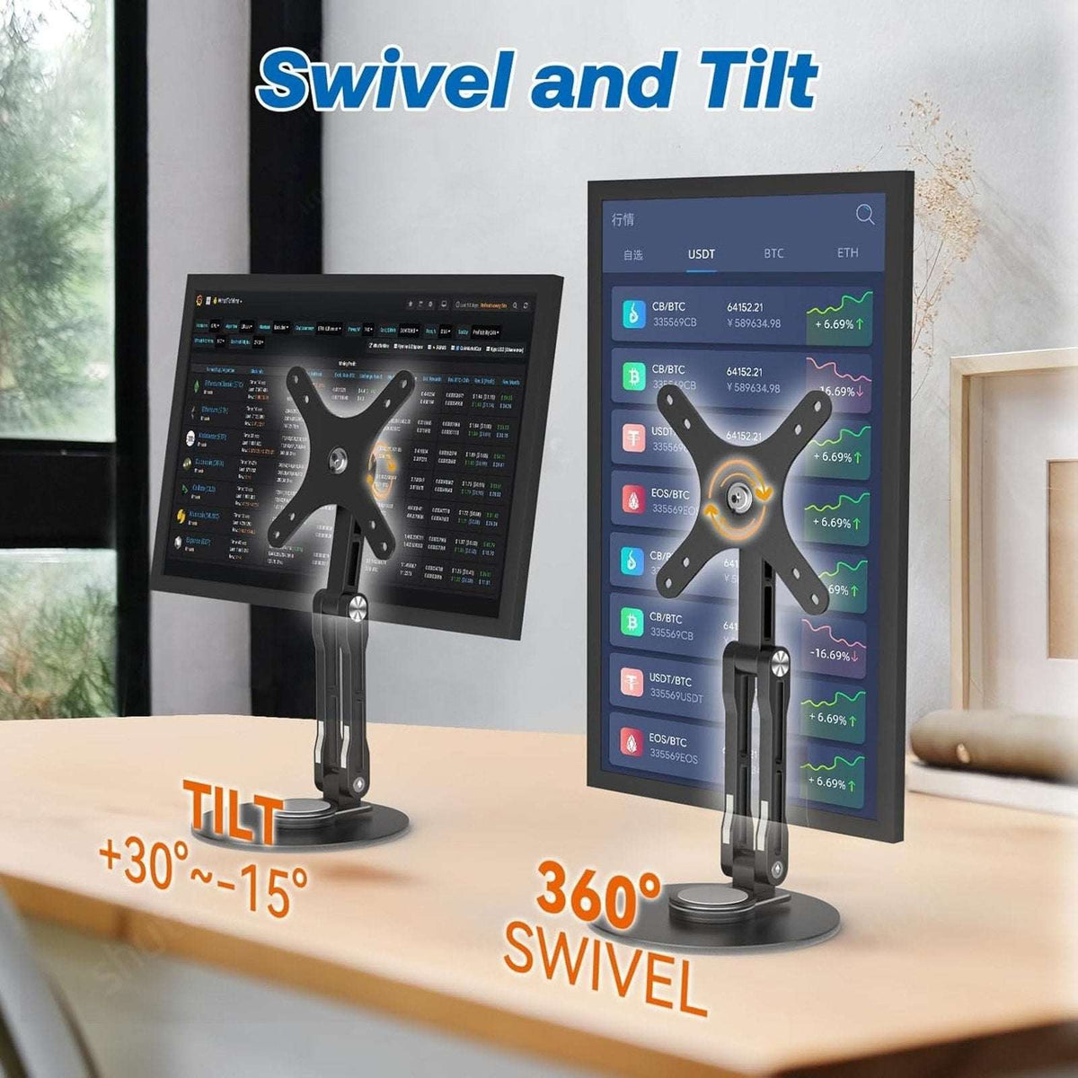 Echo Show 15 (Gen 1, Gen 2) Tilt, Swivel & 360° Rotating Stand 13-18.5" Vesa