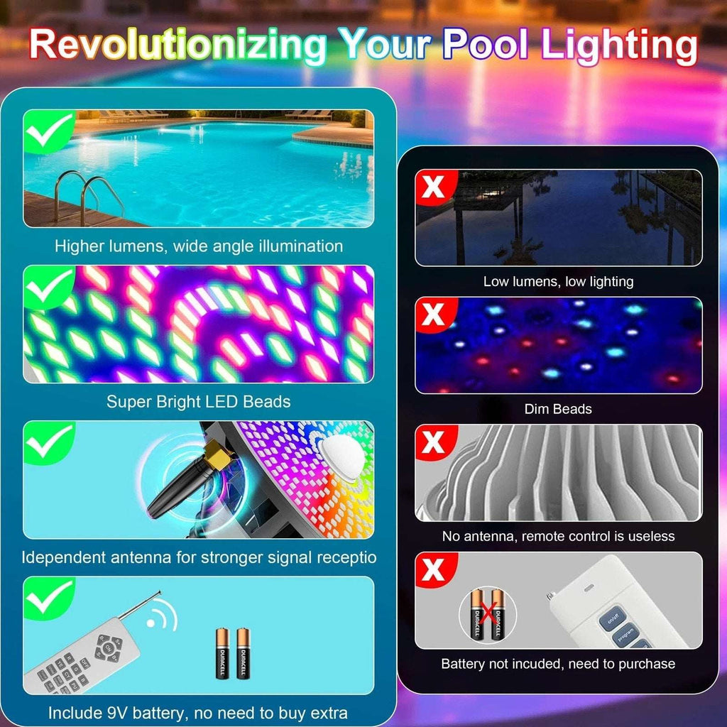 70W/80W RGBW LED Pool Light Bulb Color Changing 120V E26 Inground Above w/Remote