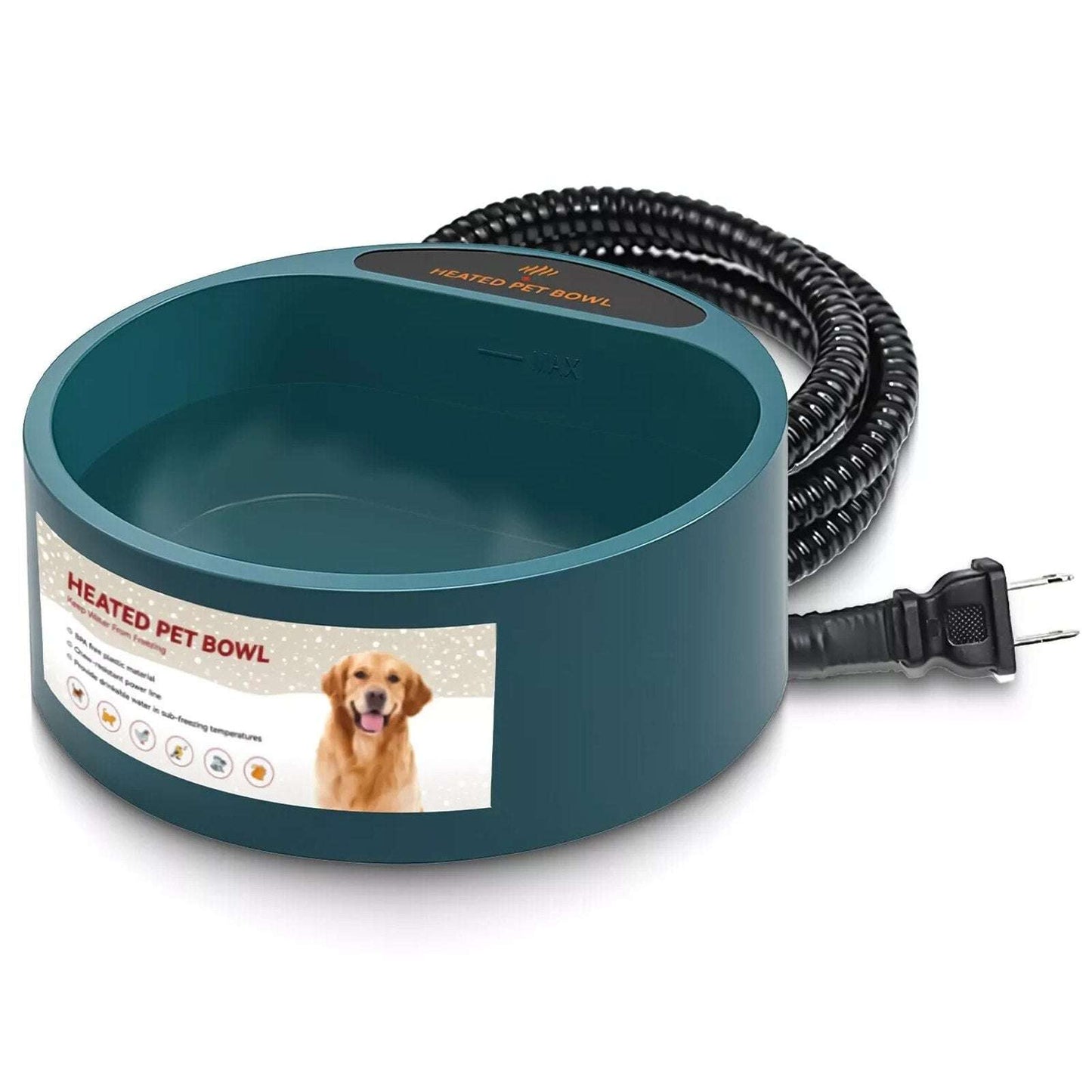 35W Heated Pet Water Bowl Waterproof Thermostatically Control AntiChew Cord 2.2L