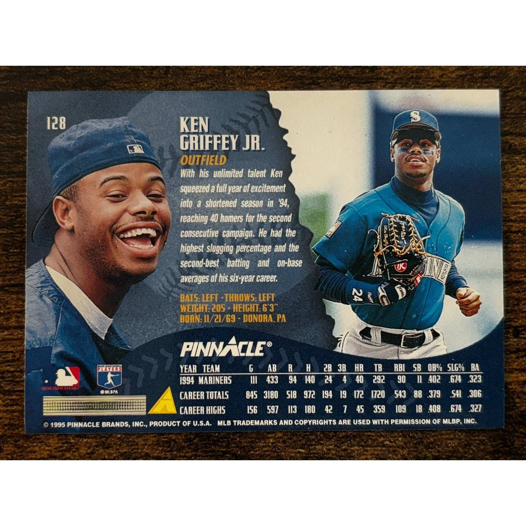 1995 Pinnacle Ken Griffey Jr #128 Seattle Mariners Blowing Bubble Gum Card
