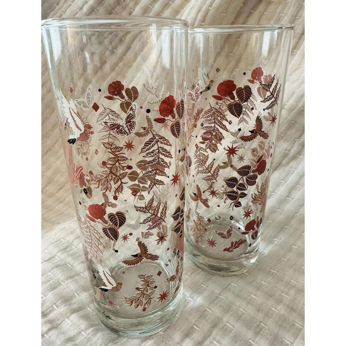 Set of 2 LATINO HERITAGE MONTH DRINKING GLASS Pink Clear FLORAL Drinkware Target