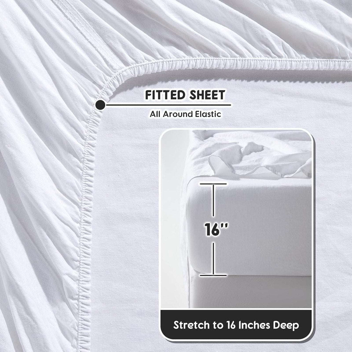 100% French Pure Linen Sheet Set Deep Pockets Queen Size Breathable & Cooling