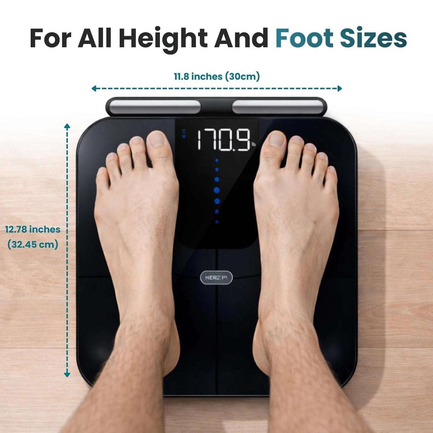 Herz P1 Smart Scale 8-Electrode Body Composition w/ 56 Metrics BMI Bluetooth APP