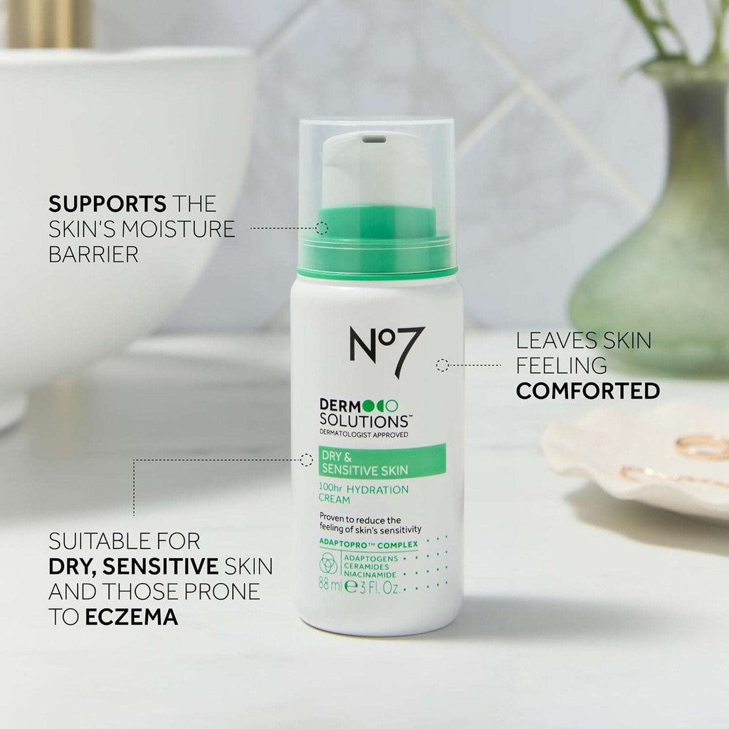Lot of 2 No 7 Derm Solutions Dry Sensitive Skin 100hr Hydrating Face Moisturizer