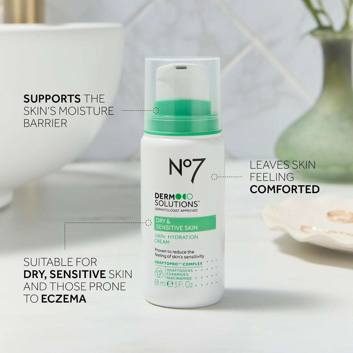 Lot of 2 No 7 Derm Solutions Dry Sensitive Skin 100hr Hydrating Face Moisturizer