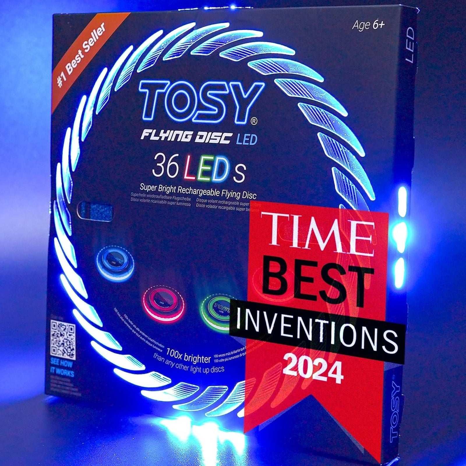 TOSY Rechargeable Light Up Frisbee Super Bright Flying Disc Smart Modes BLUE LED