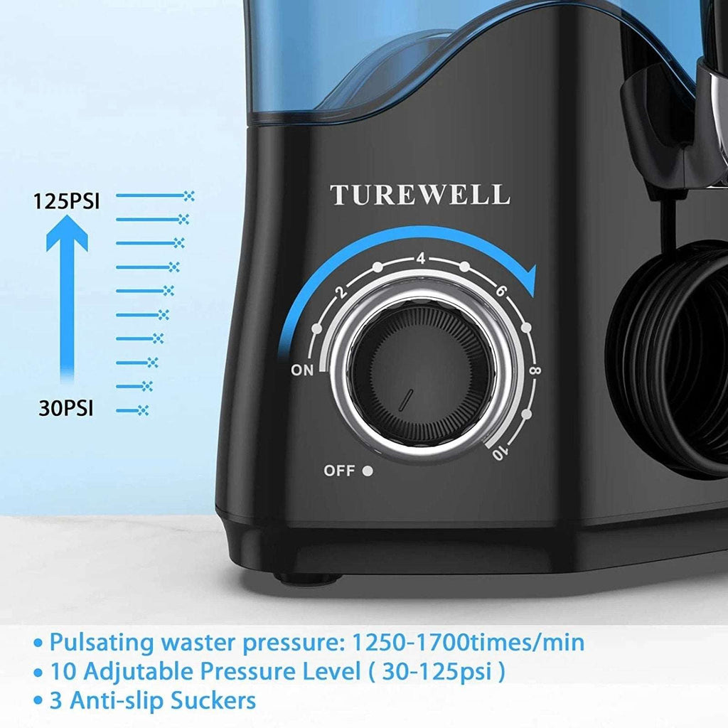 TUREWELL Water Dental Flosser for Gums Teeth Braces Cleaner Pick with 8 Jet Tips