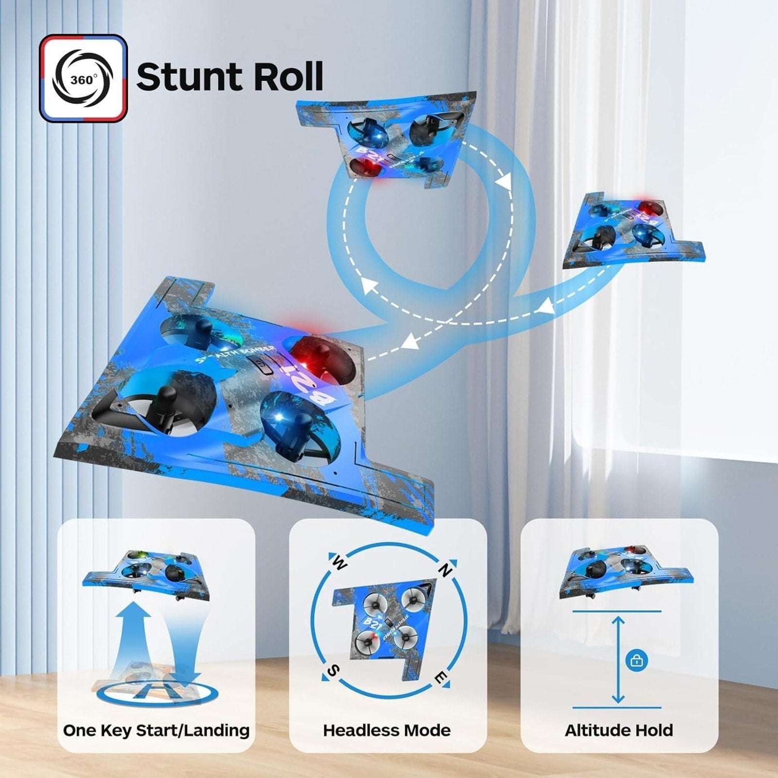 LM19-C Quadcopter 2.4GHz RC Drone for Beginners 2 Batteries Headless Mode Stunt