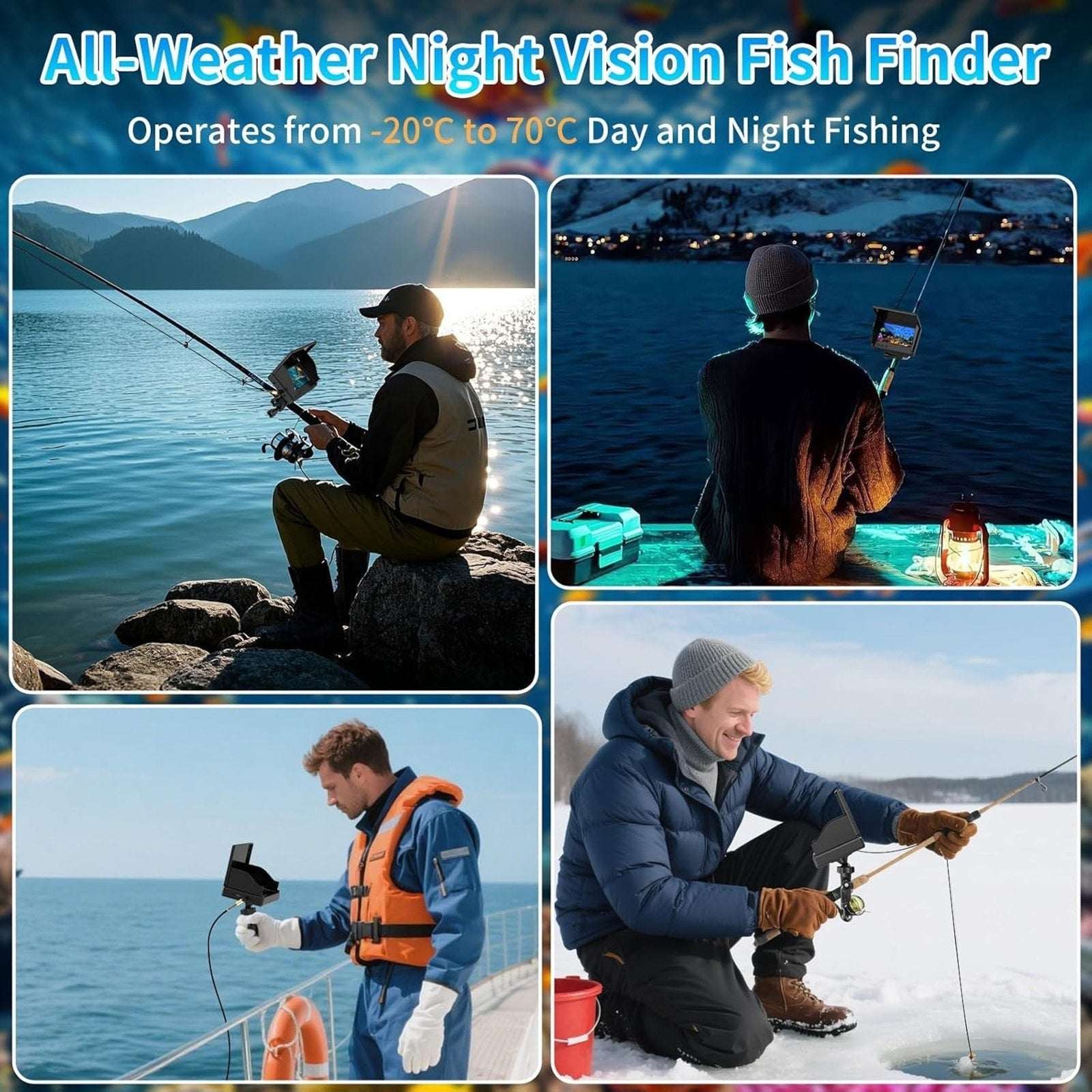 Underwater Fishing Camera Fish Finder w/ Infrared Night Vision, 4.3" LCD Display