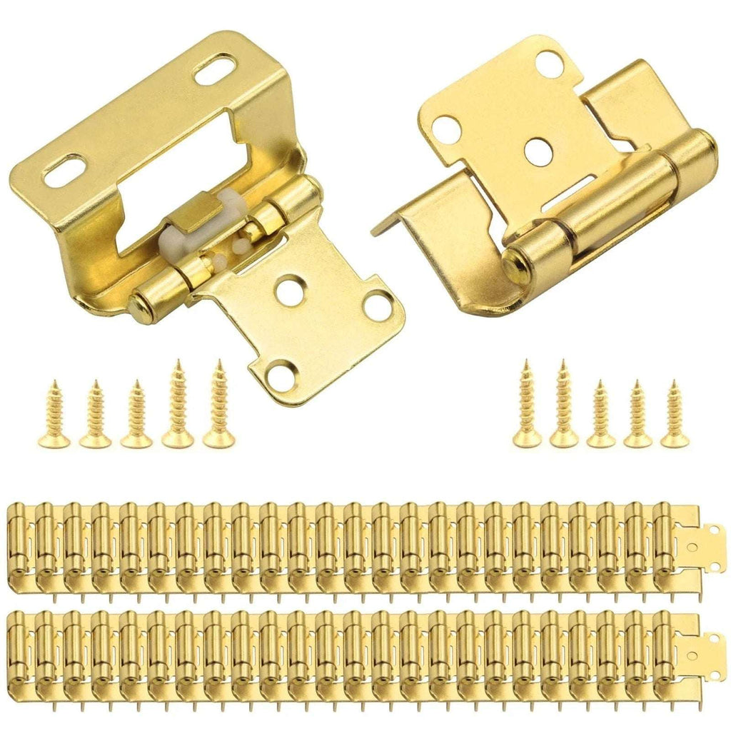 Donanim 1/2 Overlay Semi Wrap Self Closing Cabinet Hinges Brass Gold 28 Pair/56