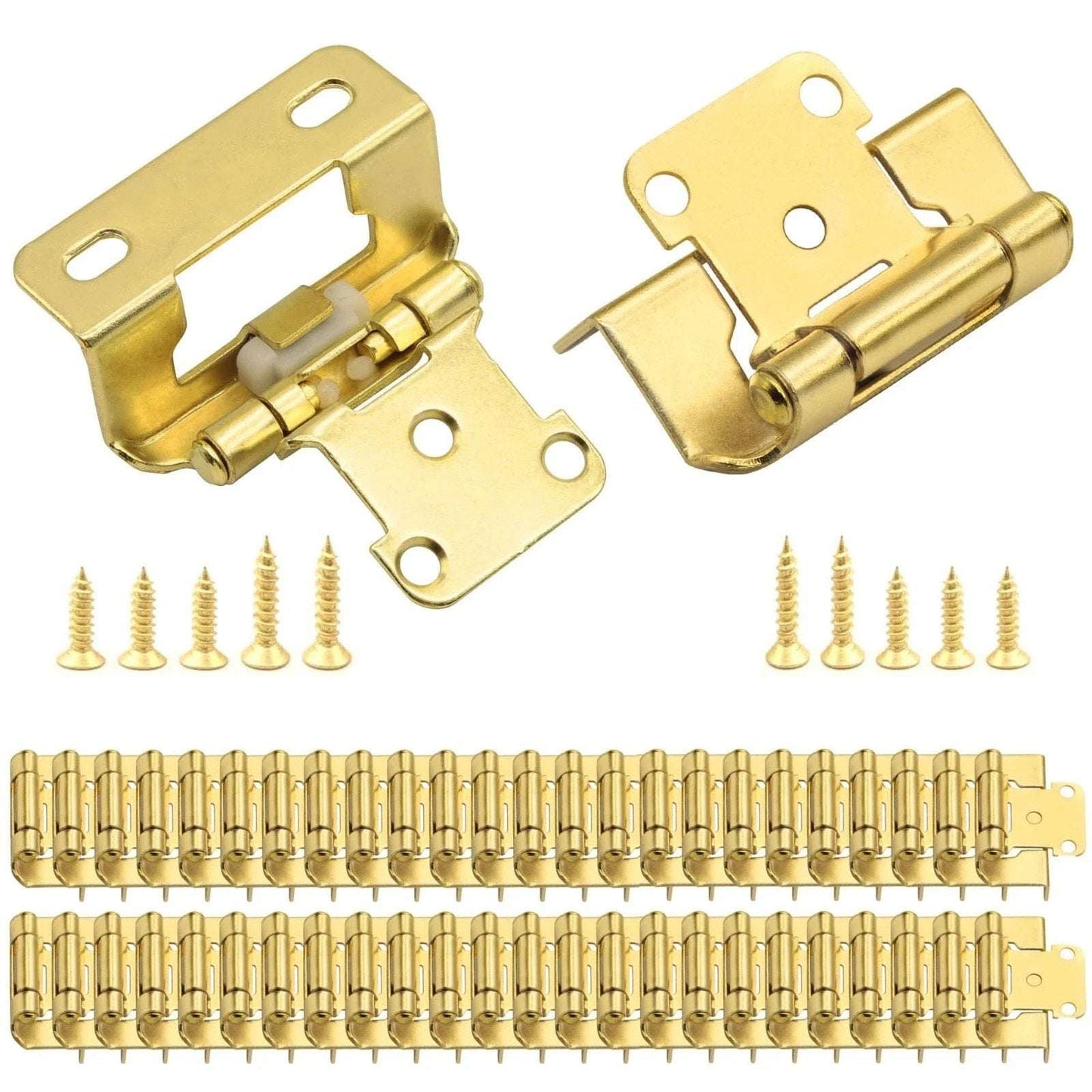 Donanim 1/2 Overlay Semi Wrap Self Closing Cabinet Hinges Brass Gold 28 Pair/56