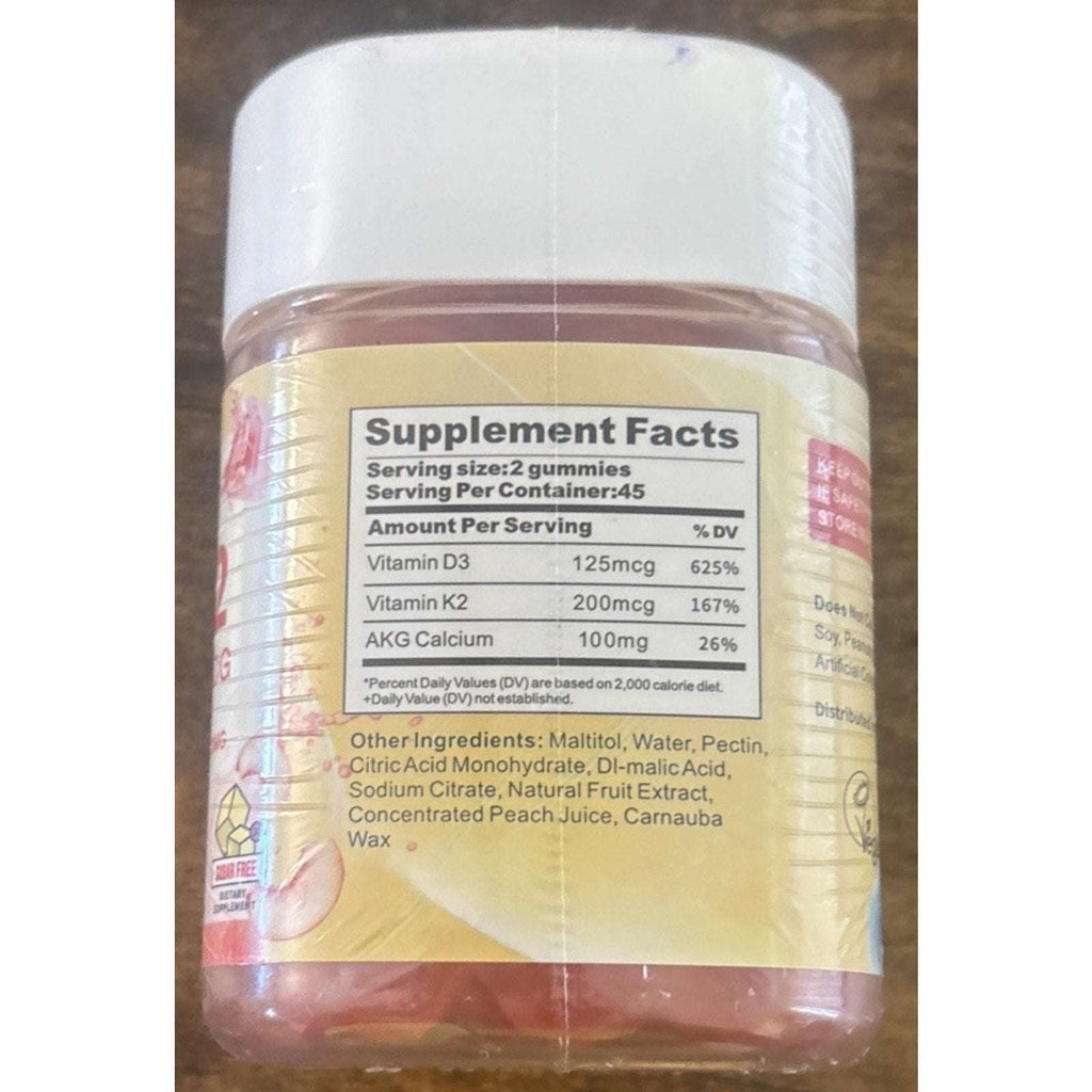 Eleli D3 K2 5000IU + 200MCG w/ Liposomal AKG Calcium 100MG Sugar Free 90 Gummies