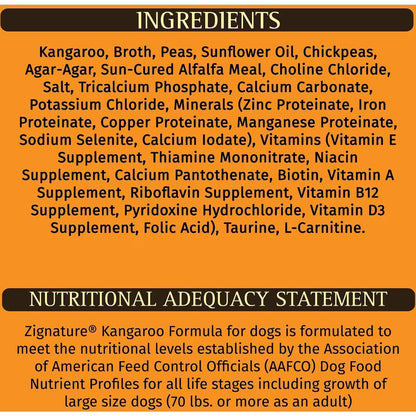 Zignature Kangaroo Limited Ingredient Formula Wet Dog Food 13oz, CASE OF 12