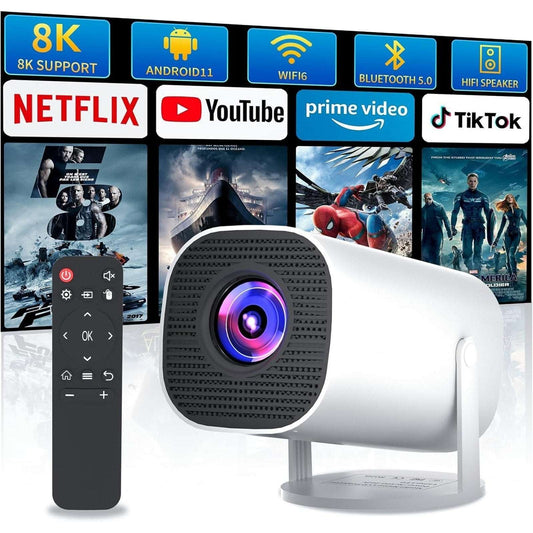 Mini Projector w/ WiFi & Bluetooth, Portable Supports 4K/8K with Android System