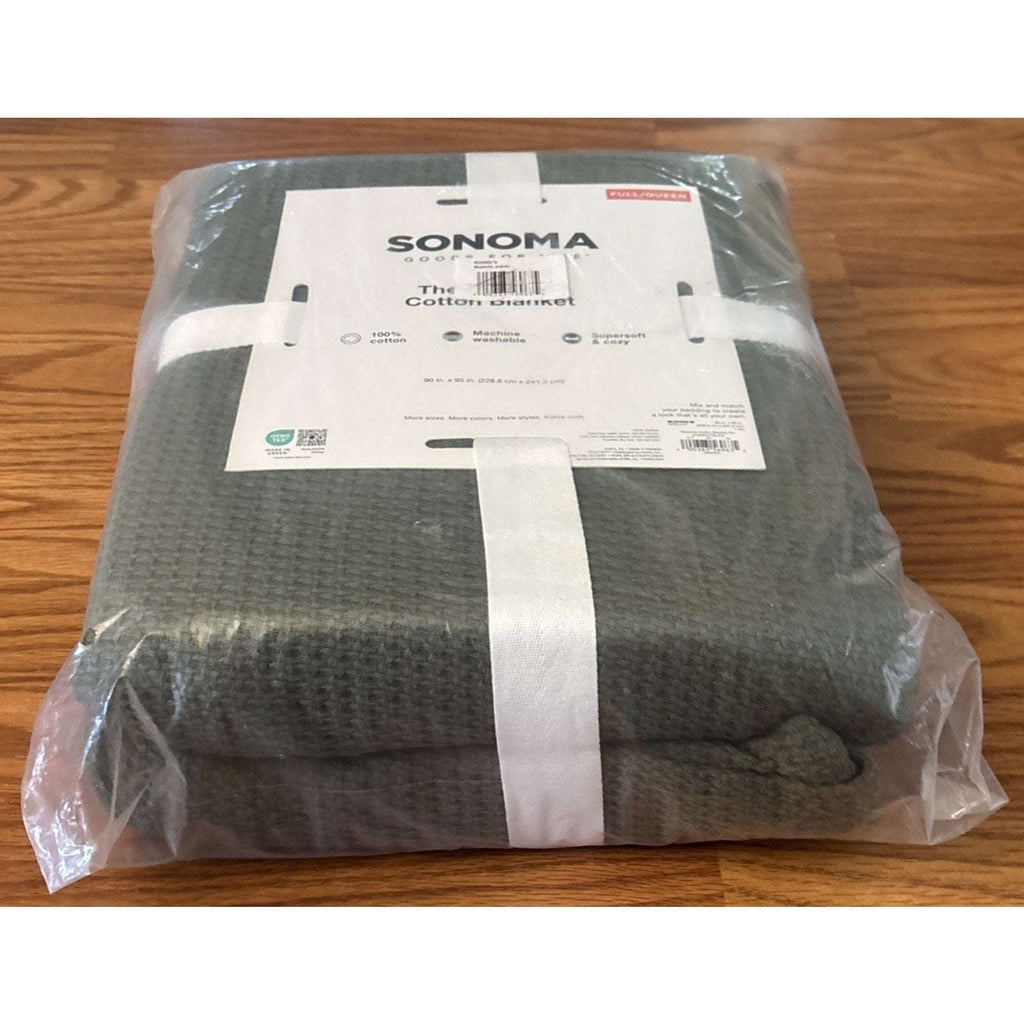 Sonoma Goods For Life The Everyday 100% Cotton Waffle Queen Blanket Olive Green
