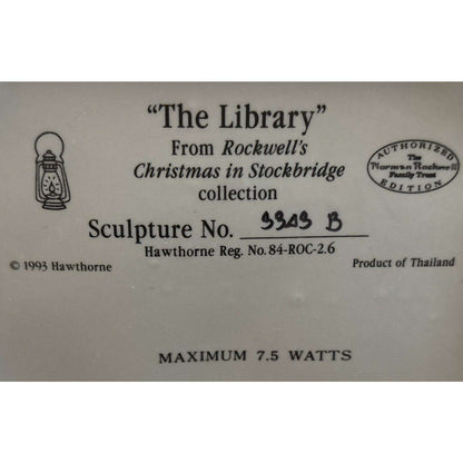 Hawthorne Rockwell's Christmas in Stockbridge "The Library" 3303 B w/ Light Kit