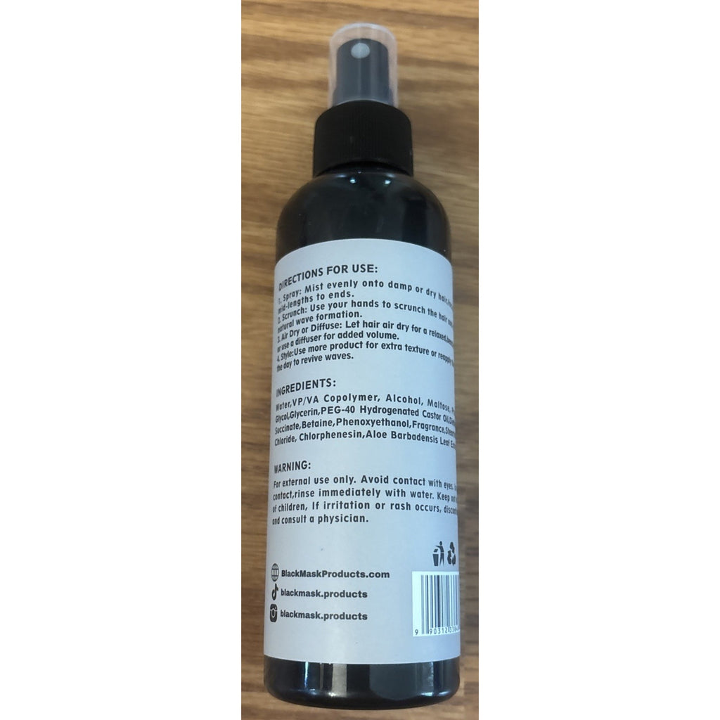 Black Mask Sea Salt Spray Lightweight Beachy Volume Boost Natural Waves 6.76oz