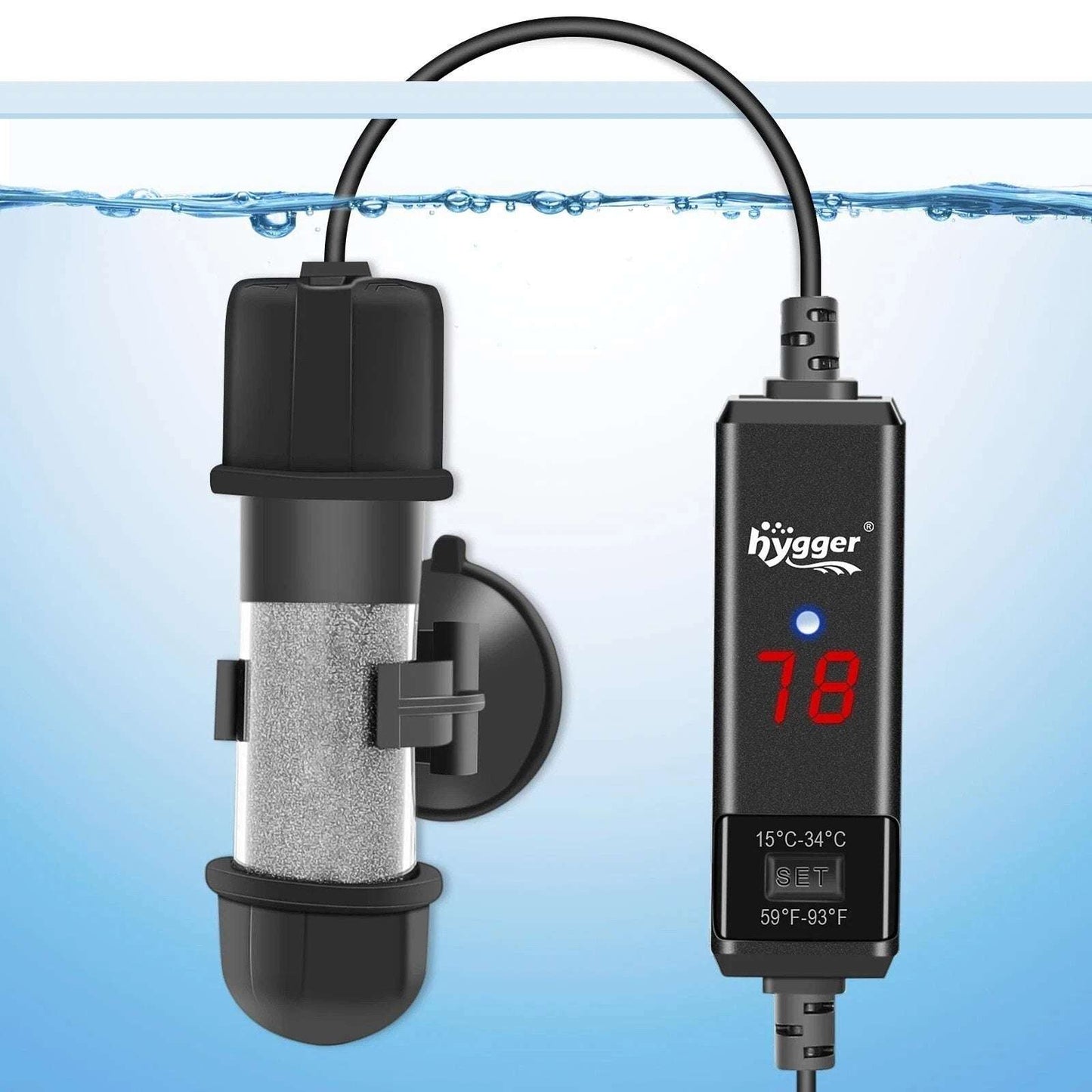 hygger Pro Aquarium Heater Submersible Fish Tank Adjustable 10W HG031 Fresh/Salt