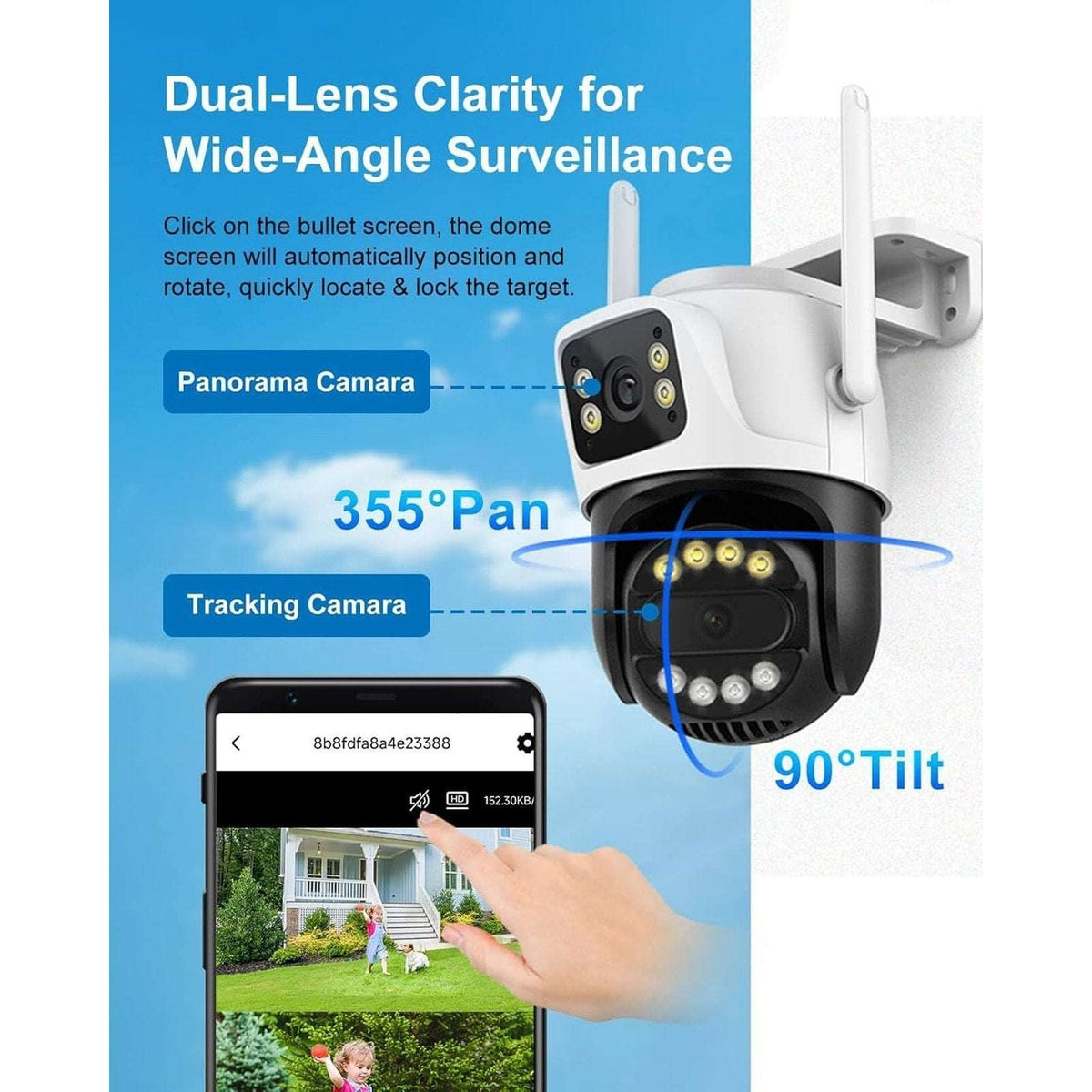 6MP WiFi Camera Outdoor Dual Screen Auto Tracking, Night Vision, 2-Way Intercom