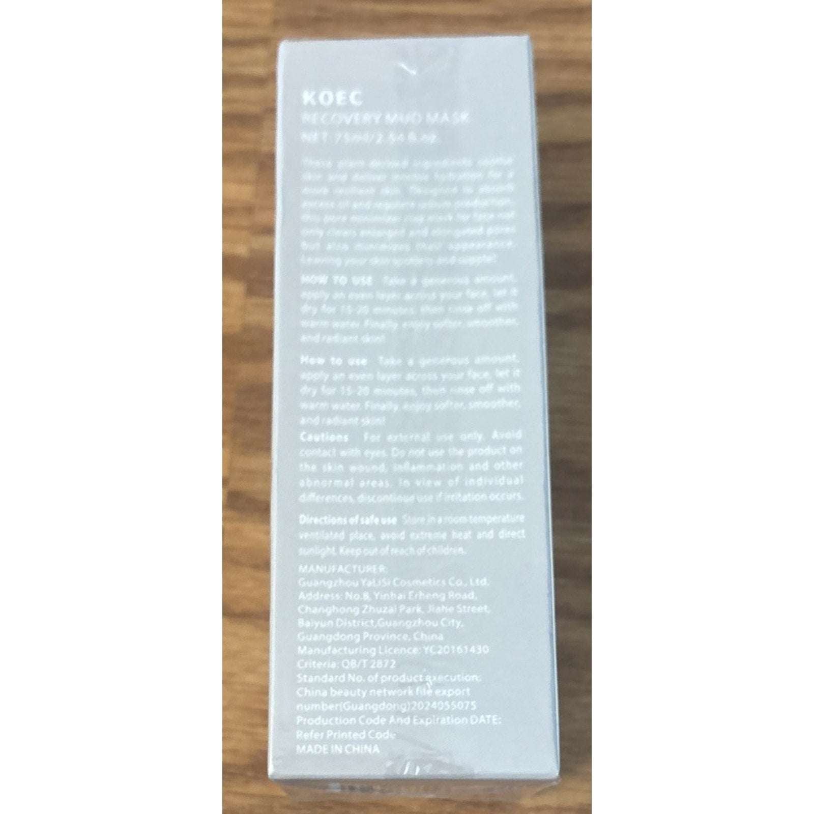 KOEC Recovery Mud Mask Wash Off Pore Minimizing & Purifying 75ml New EXP 12/2029