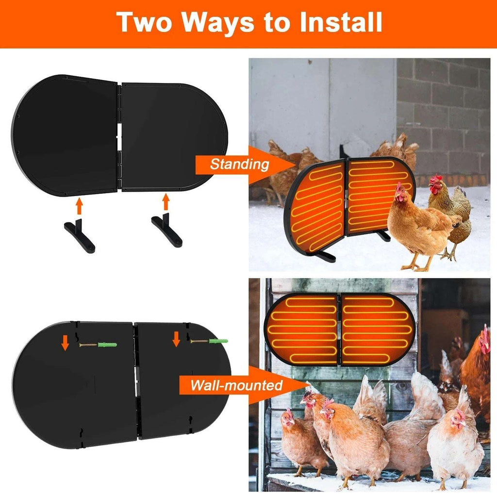 220W Chicken Coop Radiant Heater - Waterproof 3 Temp/5 Timer Tip Over Auto-Off