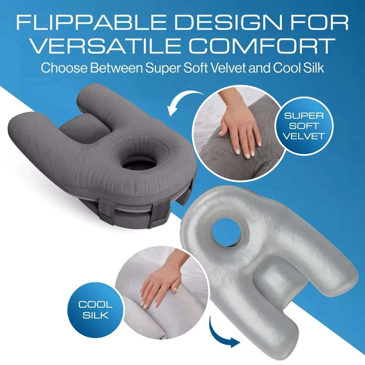 Kolbs Face Down Pillow After Eye Surgery or Massage Pillow 2-Sided Velvet & Silk