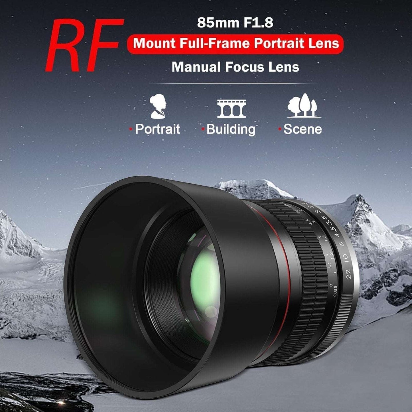 Benoison 85mm F/1.8 Manual Focus Lens Canon RF Mount EOS R/Ra/RP/R3/R5/R5 C/R6/R