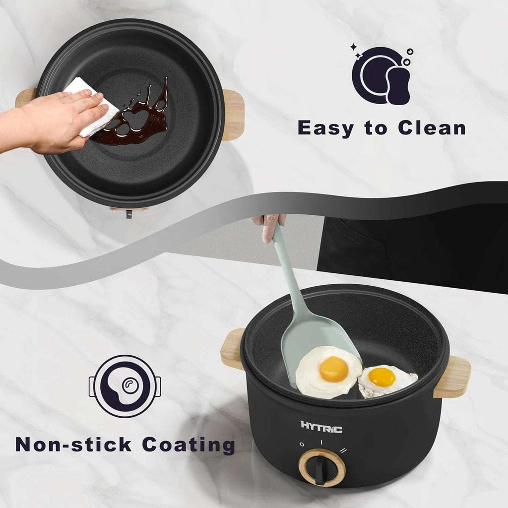 HYTRIC 2.5L 2.6Qt Electric Hot Pot Ramen Cooker Dual Power 300W 700W RV Dorm Blk